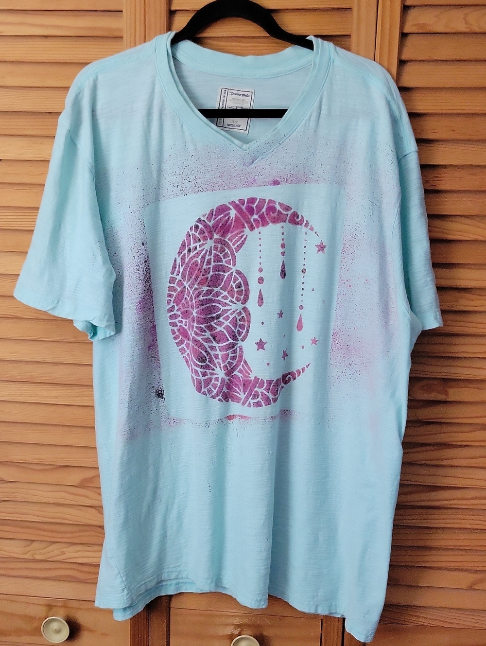 Alexander Julian Colours 3X Hand Painted Celestial Moon Textured Mens Tee OOAK